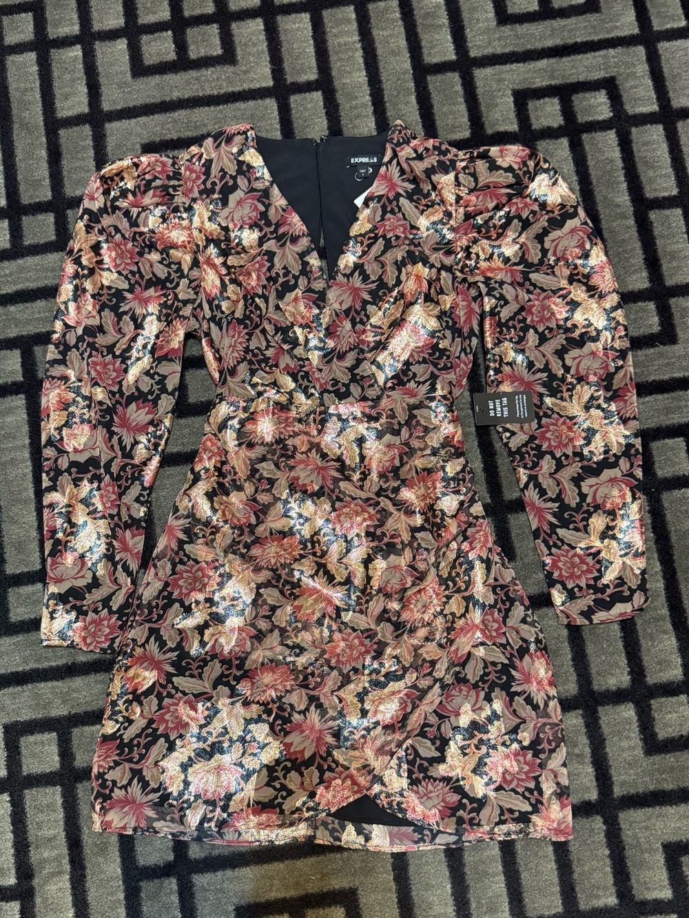 Express Floral Wrap-Style Mini Dress